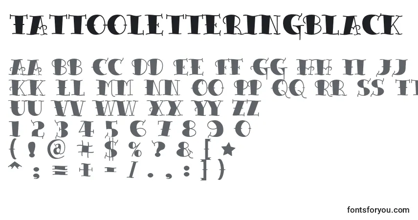 Czcionka Tattooletteringblack – alfabet, cyfry, specjalne znaki