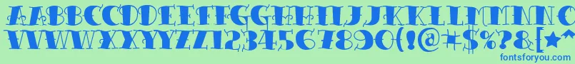 Шрифт Tattooletteringblack – синие шрифты на зелёном фоне