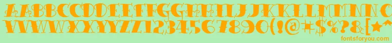 Tattooletteringblack Font – Orange Fonts on Green Background