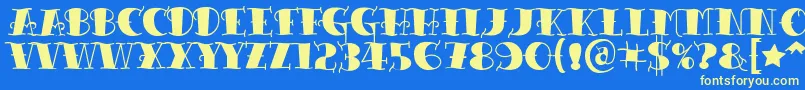 Tattooletteringblack Font – Yellow Fonts on Blue Background