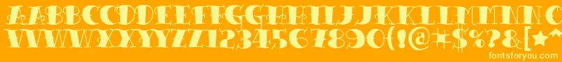 Tattooletteringblack-Schriftart – Gelbe Schriften auf orangefarbenem Hintergrund