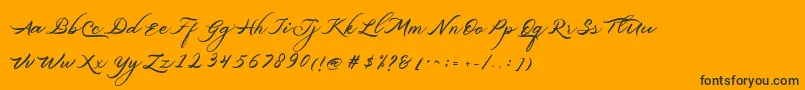 Belgiansignature-Schriftart – Schwarze Schriften auf orangefarbenem Hintergrund