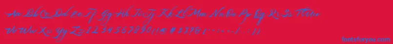 Belgiansignature-Schriftart – Blaue Schriften auf rotem Hintergrund