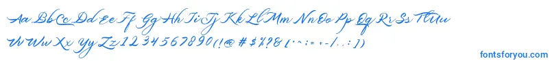 フォントBelgiansignature – 白い背景に青い文字