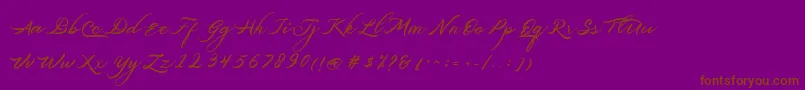 Belgiansignature-Schriftart – Braune Schriften auf violettem Hintergrund