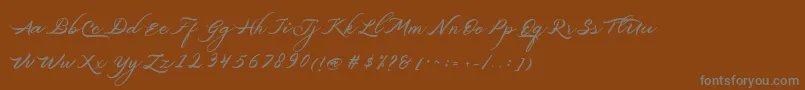 Belgiansignature-Schriftart – Graue Schriften auf braunem Hintergrund