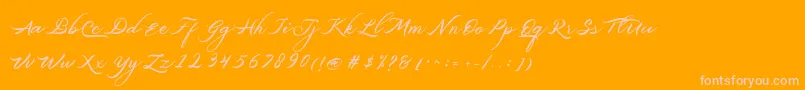 Belgiansignature-Schriftart – Rosa Schriften auf orangefarbenem Hintergrund