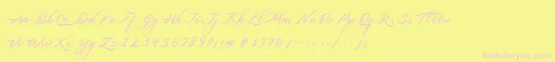 Belgiansignature-Schriftart – Rosa Schriften auf gelbem Hintergrund