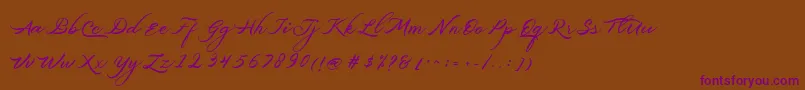 Belgiansignature-Schriftart – Violette Schriften auf braunem Hintergrund