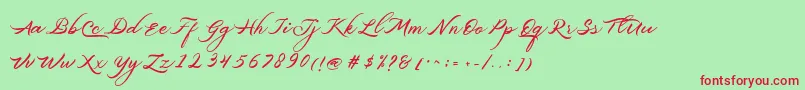 Belgiansignature-Schriftart – Rote Schriften auf grünem Hintergrund