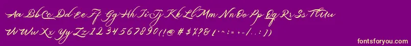 Belgiansignature-Schriftart – Gelbe Schriften auf violettem Hintergrund