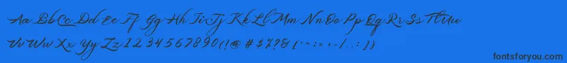 Belgiansignature-Schriftart – Schwarze Schriften auf blauem Hintergrund