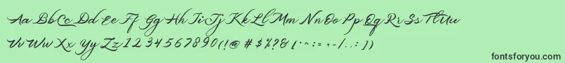 フォントBelgiansignature – 緑の背景に黒い文字
