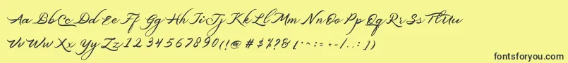フォントBelgiansignature – 黒い文字の黄色い背景