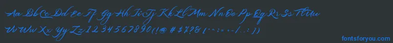 フォントBelgiansignature – 黒い背景に青い文字
