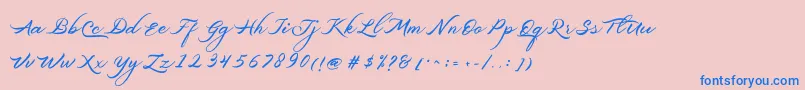 Fonte Belgiansignature – fontes azuis em um fundo rosa
