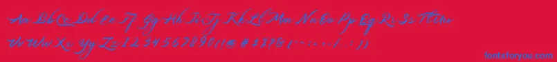 Czcionka Belgiansignature – niebieskie czcionki na czerwonym tle
