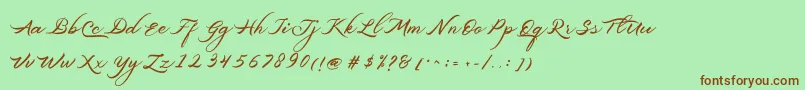 Шрифт Belgiansignature – коричневые шрифты на зелёном фоне