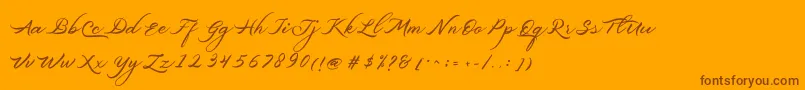 フォントBelgiansignature – オレンジの背景に茶色のフォント