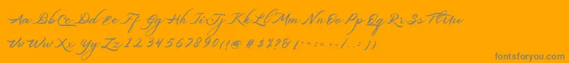 フォントBelgiansignature – オレンジの背景に灰色の文字