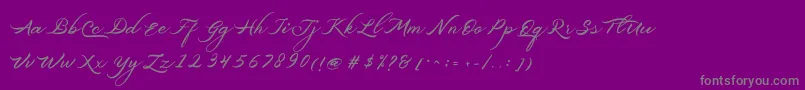 フォントBelgiansignature – 紫の背景に灰色の文字