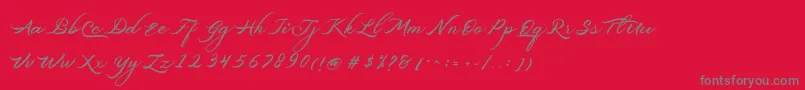 フォントBelgiansignature – 赤い背景に灰色の文字