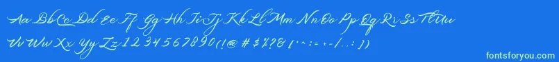 Belgiansignature Font – Green Fonts on Blue Background