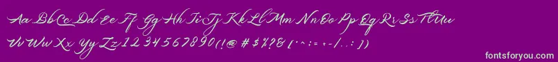 Belgiansignature-fontti – vihreät fontit violetilla taustalla