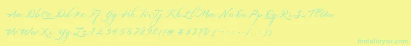 Belgiansignature Font – Green Fonts on Yellow Background