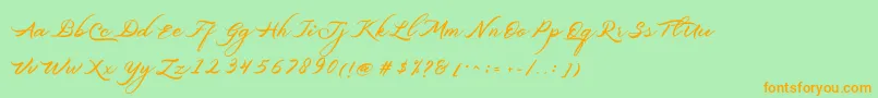 Belgiansignature-fontti – oranssit fontit vihreällä taustalla