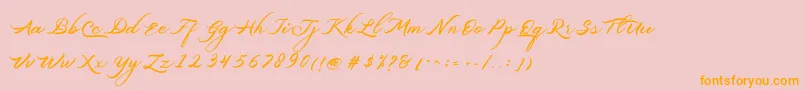 Belgiansignature-Schriftart – Orangefarbene Schriften auf rosa Hintergrund