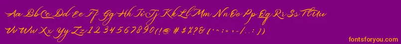 Шрифт Belgiansignature – оранжевые шрифты на фиолетовом фоне