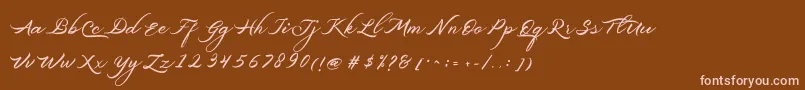Belgiansignature-fontti – vaaleanpunaiset fontit ruskealla taustalla