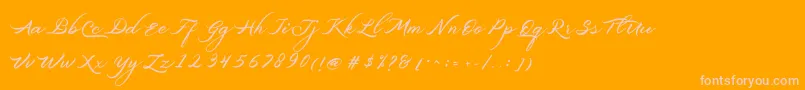Belgiansignature-fontti – vaaleanpunaiset fontit oranssilla taustalla