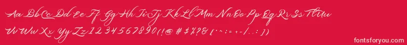 Belgiansignature Font – Pink Fonts on Red Background