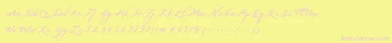 フォントBelgiansignature – ピンクのフォント、黄色の背景