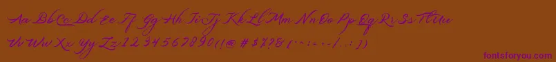 Belgiansignature-fontti – violetit fontit ruskealla taustalla