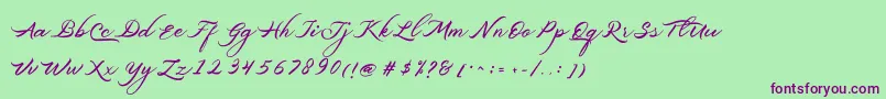 Шрифт Belgiansignature – фиолетовые шрифты на зелёном фоне
