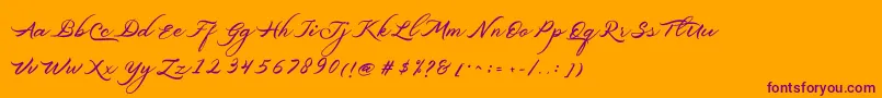 Belgiansignature-Schriftart – Violette Schriften auf orangefarbenem Hintergrund