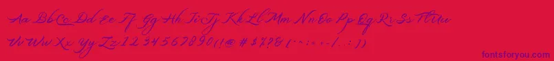 Belgiansignature-Schriftart – Violette Schriften auf rotem Hintergrund