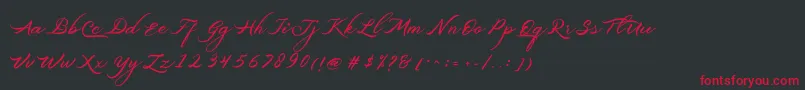 フォントBelgiansignature – 黒い背景に赤い文字