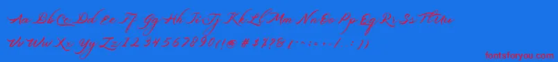 Belgiansignature Font – Red Fonts on Blue Background
