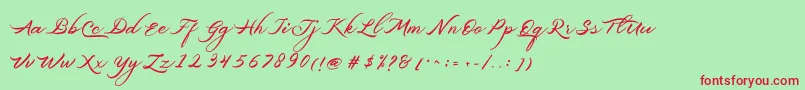 Belgiansignature-Schriftart – Rote Schriften auf grünem Hintergrund