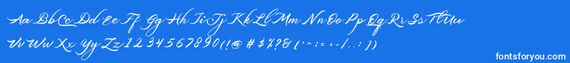 Belgiansignature-Schriftart – Weiße Schriften auf blauem Hintergrund