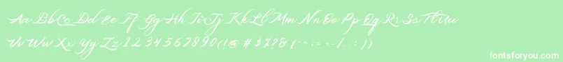 フォントBelgiansignature – 緑の背景に白い文字
