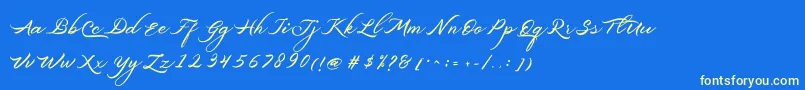 Belgiansignature Font – Yellow Fonts on Blue Background