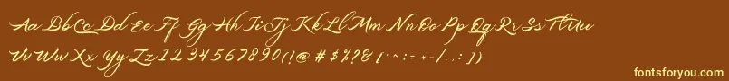 Шрифт Belgiansignature – жёлтые шрифты на коричневом фоне