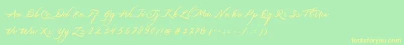 Belgiansignature Font – Yellow Fonts on Green Background