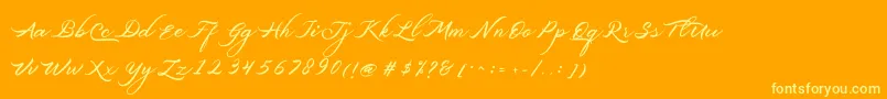 Шрифт Belgiansignature – жёлтые шрифты на оранжевом фоне