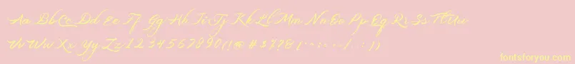 Шрифт Belgiansignature – жёлтые шрифты на розовом фоне